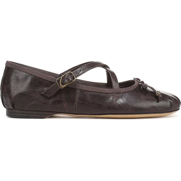 Circus NY by Sam Edelman Women's Chocolate Polyurethane Cross Strap Ballet Flat - Picture 6 of 6